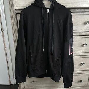 MONCLER Black Hooded Zip-Up Sweatshirt
